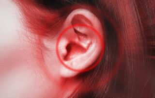 close up view of caucasian female ear